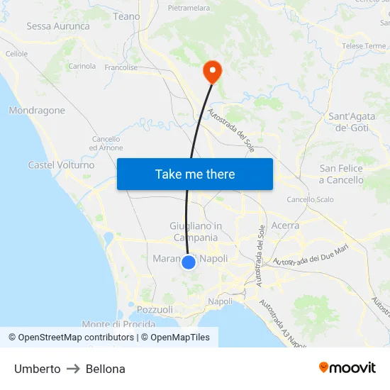 Umberto to Bellona map