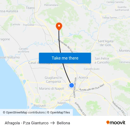 Afragola - P.za Gianturco to Bellona map