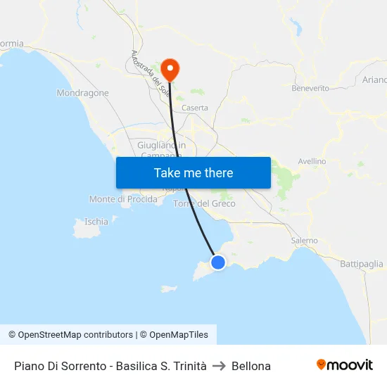 Piano Di Sorrento - Holy Trinity Basilica to Bellona map