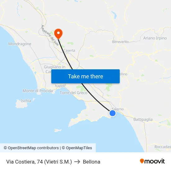Coastal Road, 74 (Vietri S.M.) to Bellona map