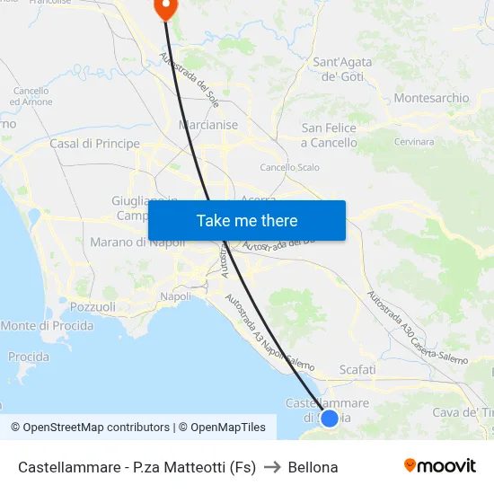Castellammare - P.za Matteotti (Fs) to Bellona map