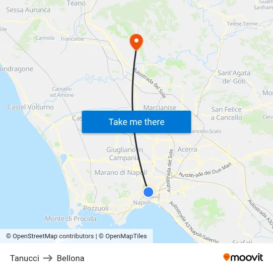 Tanucci to Bellona map
