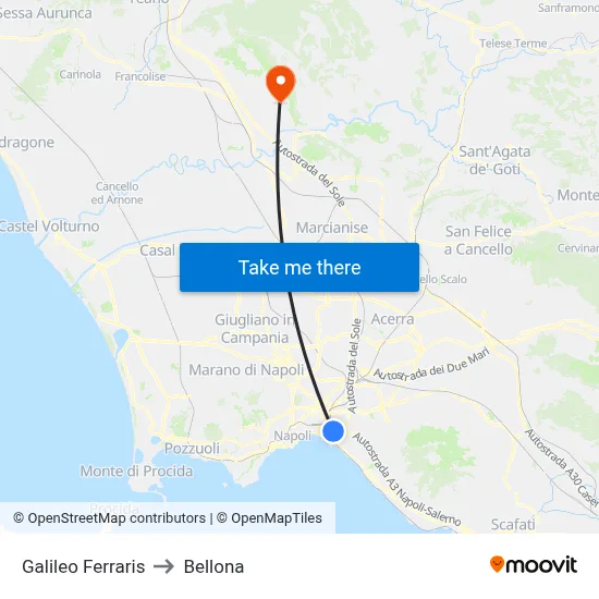 Galileo Ferraris to Bellona map