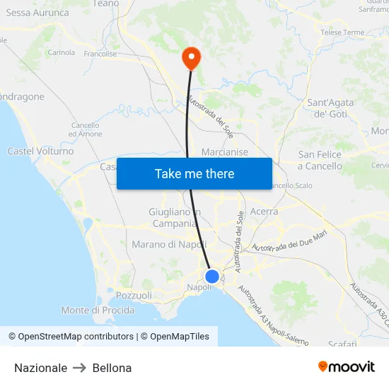 Nazionale to Bellona map