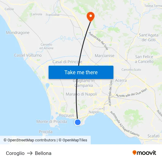 Coroglio to Bellona map