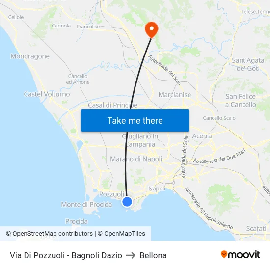 Pozzuoli Road - Bagnoli Customs to Bellona map