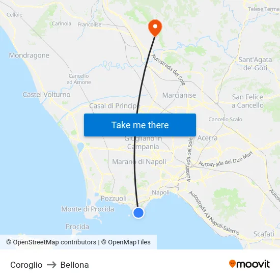 Coroglio to Bellona map
