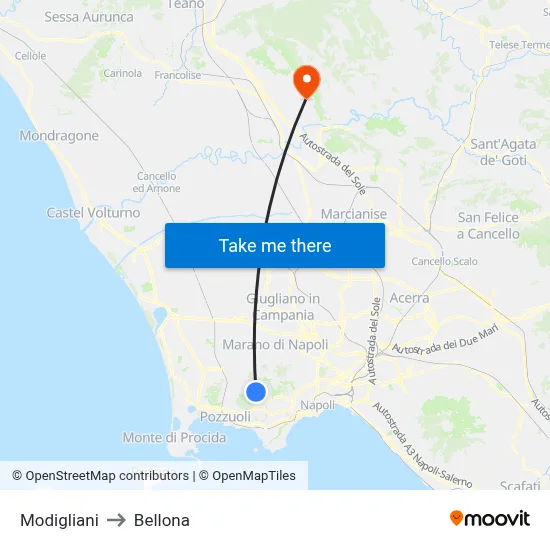 Modigliani to Bellona map