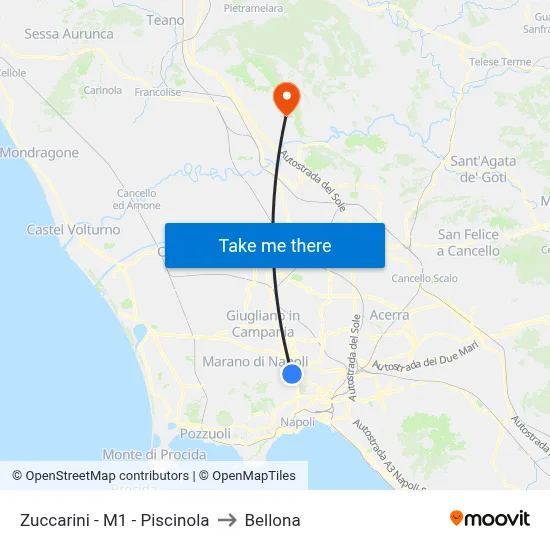 Zuccarini - M1 - Piscinola to Bellona map