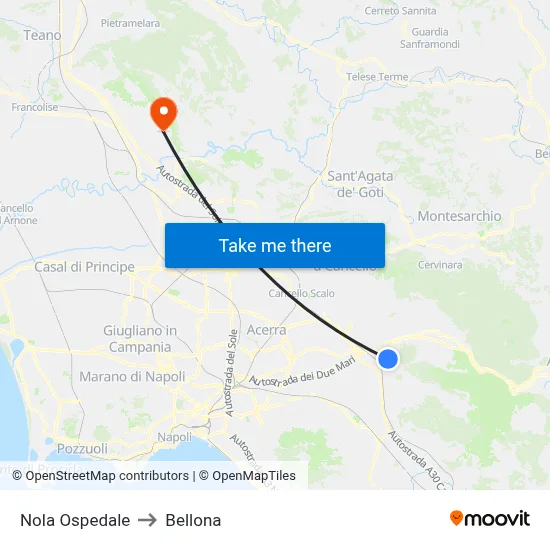 Nola Hospital to Bellona map
