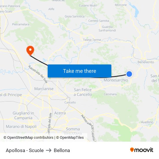 Apollosa - Scuole to Bellona map