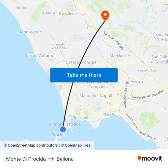 Monte Di Procida to Bellona map