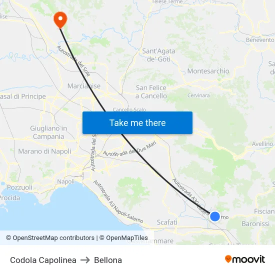 Codola Terminal to Bellona map
