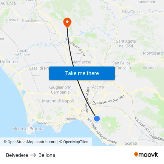 Belvedere to Bellona map