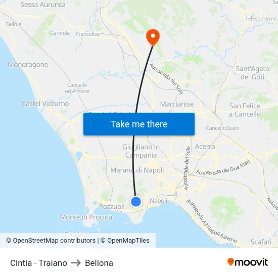 Cintia - Traiano to Bellona map