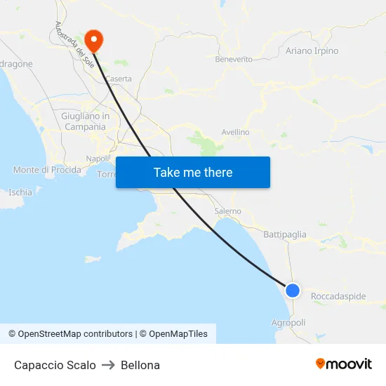 Capaccio Station to Bellona map