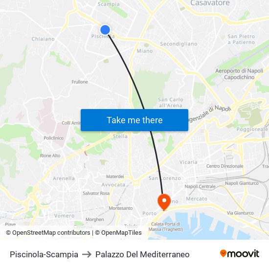 Piscinola-Scampia to Palazzo Del Mediterraneo map