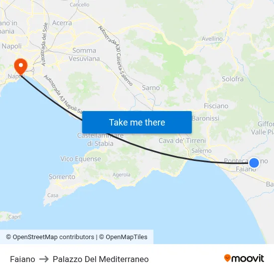Faiano to Mediterranean Palace map