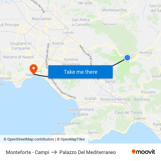 Monteforte - Campi to Palazzo Del Mediterraneo map