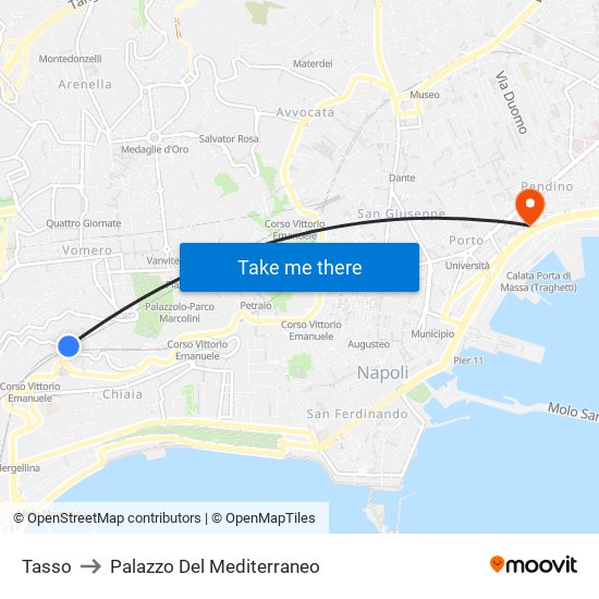 Tasso to Palazzo Del Mediterraneo map