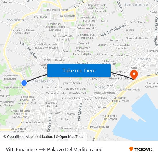 Vitt. Emanuele to Palazzo Del Mediterraneo map