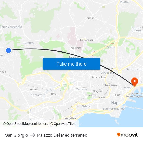 San Giorgio to Palazzo Del Mediterraneo map