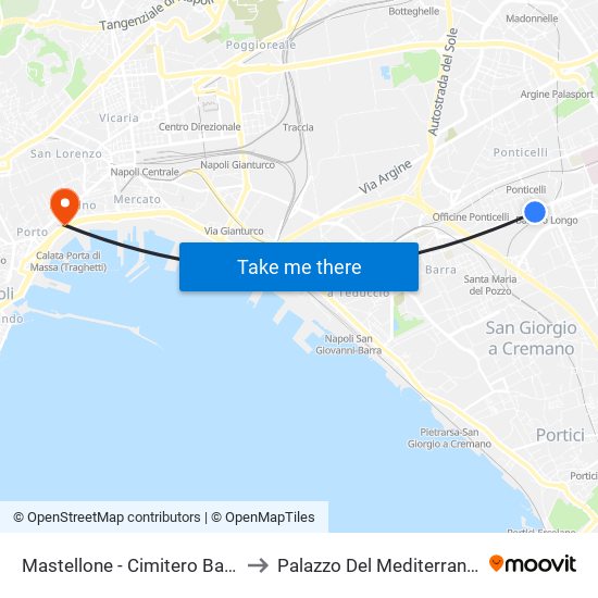 Mastellone - Cimitero Barra to Palazzo Del Mediterraneo map