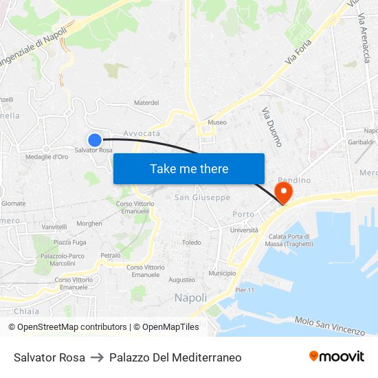 Salvator Rosa to Palazzo Del Mediterraneo map