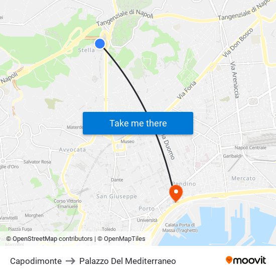 Capodimonte to Palazzo Del Mediterraneo map