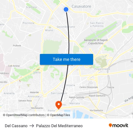 Del Cassano to Palazzo Del Mediterraneo map