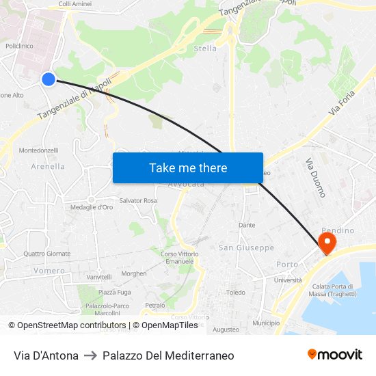 Via D'Antona to Palazzo Del Mediterraneo map