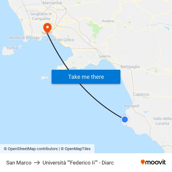 San Marco to Università ""Federico Ii"" - Diarc map