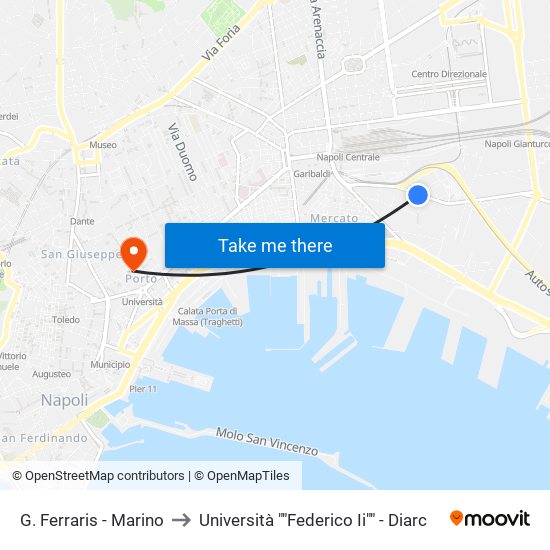 G. Ferraris - Marino to Università ""Federico Ii"" - Diarc map