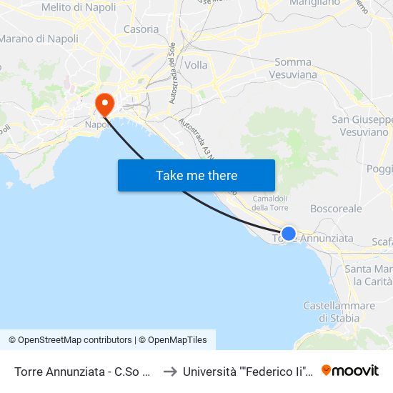 Torre Annunziata - C.So Umberto to Università ""Federico Ii"" - Diarc map