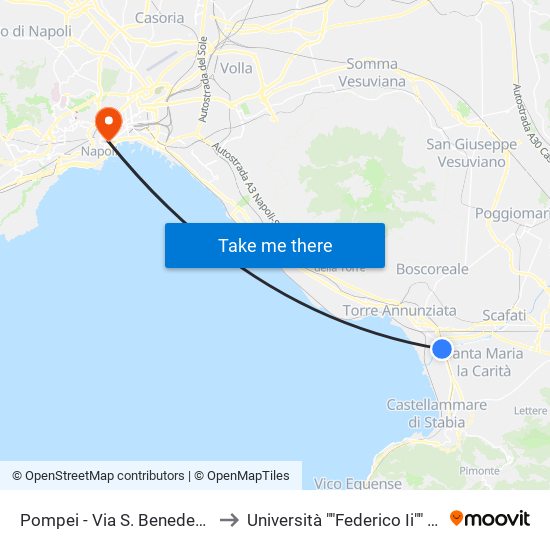 Pompei - Via S. Benedetto, 64 to Università ""Federico Ii"" - Diarc map