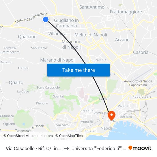 Via Casacelle - Rif. C/Linea Ctp to Università ""Federico Ii"" - Diarc map