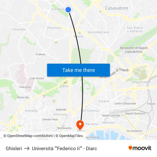 Ghisleri to Università ""Federico Ii"" - Diarc map