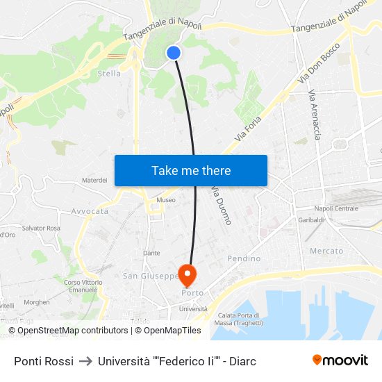 Ponti Rossi to Università ""Federico Ii"" - Diarc map