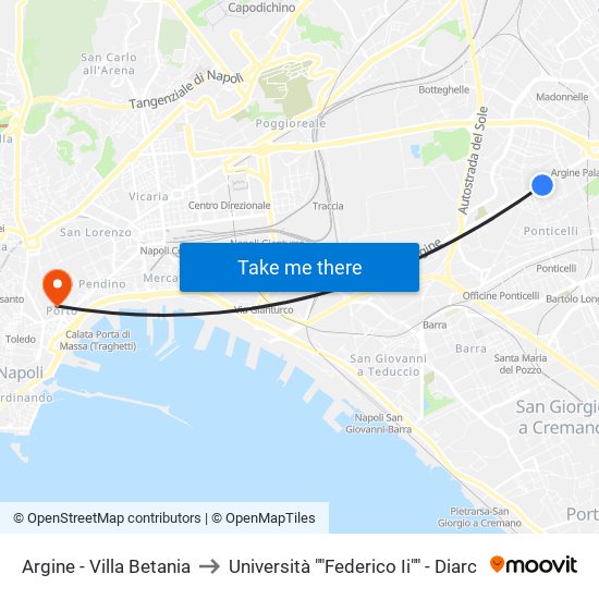 Argine - Villa Betania to Università ""Federico Ii"" - Diarc map