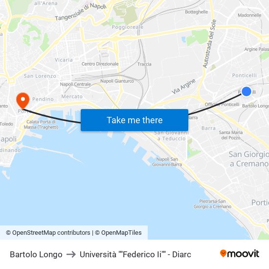 Bartolo Longo to Università ""Federico Ii"" - Diarc map
