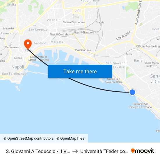 S. Giovanni A Teduccio - II Vicolo Marina to Università ""Federico Ii"" - Diarc map