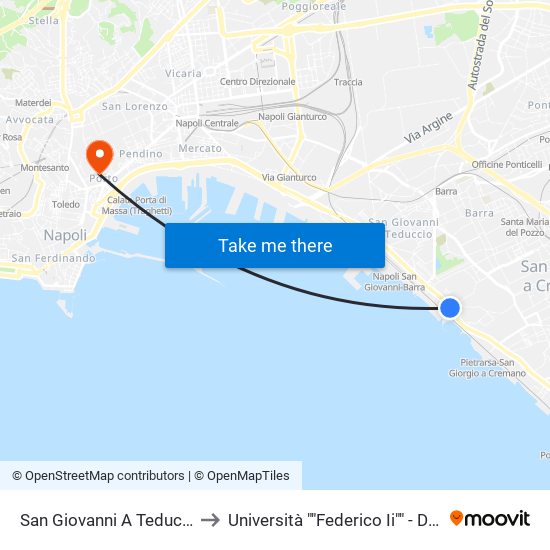 San Giovanni A Teduccio to Università ""Federico Ii"" - Diarc map