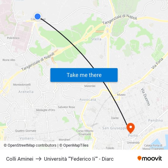 Colli Aminei to Università ""Federico Ii"" - Diarc map