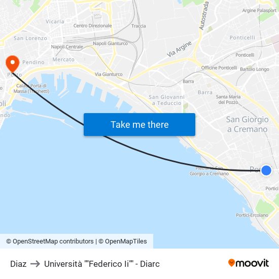 Diaz to Università ""Federico Ii"" - Diarc map