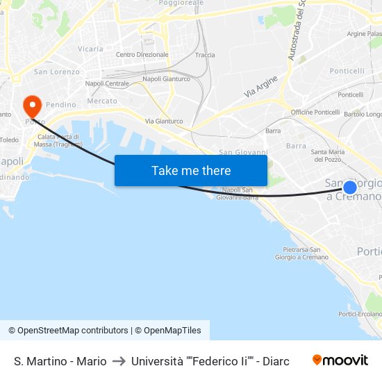 S. Martino - Mario to Università ""Federico Ii"" - Diarc map