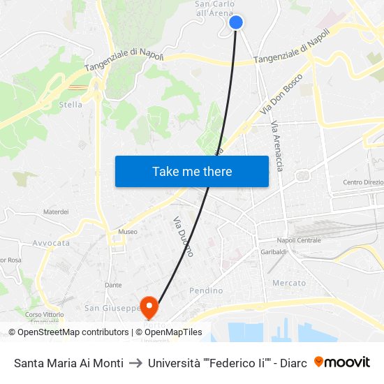 Santa Maria Ai Monti to Università ""Federico Ii"" - Diarc map