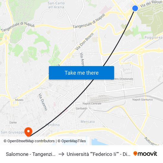 Salomone - Tangenziale to Università ""Federico Ii"" - Diarc map