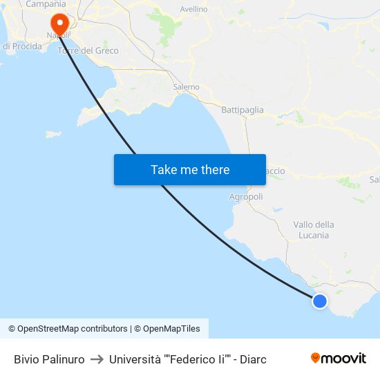Bivio Palinuro to Università ""Federico Ii"" - Diarc map