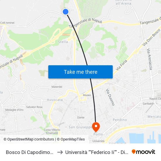 Bosco Di Capodimonte to Università ""Federico Ii"" - Diarc map