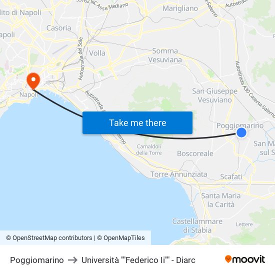 Poggiomarino to Università ""Federico Ii"" - Diarc map